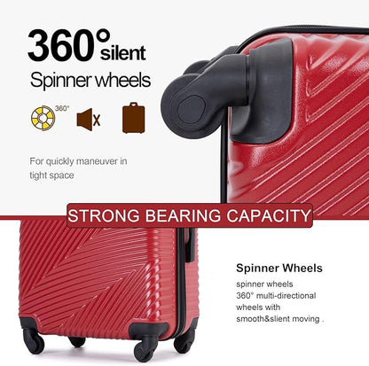 Travelhouse Luggage Sets, Expandable Hardside Suitcases 24in/28in, Carry on 20in,3 Piece Set Travel Luggages Clearance with Double Spinner Wheels TSA Lock Lightweight (RED)