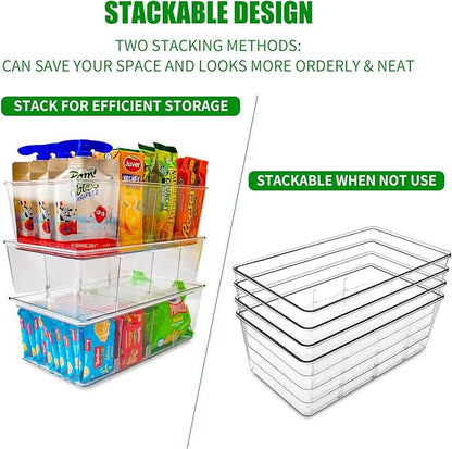 8 Pack Pantry Organizers,Clear Plastic Organizer Bins for Kitchen,Fridge,Drawer Organization and Storage,4 compartment Snack Containers for Spice Packets,Tea bag