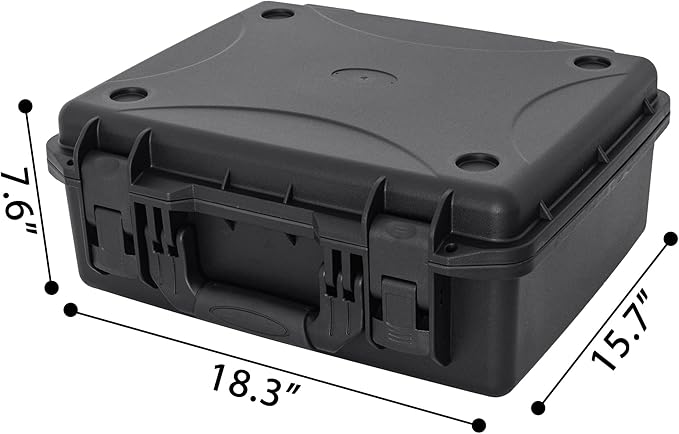 Hard Case with IP67 Waterproof Shockproof Tool Box for Microphone, Drones, Camera, Equipments, Portable Storage Case, 18.3 x 15.7 x 7.6 Inch