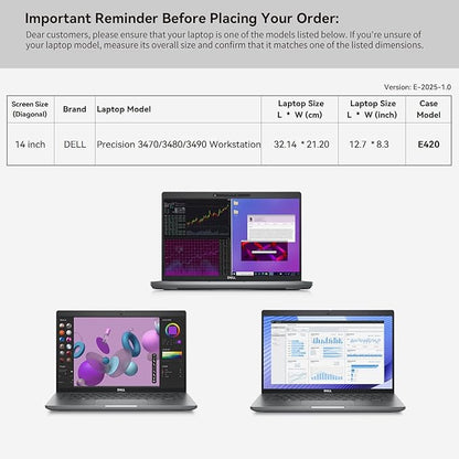 Smatree 14 inch Laptop Sleeve for DELL XPS 14 9440, for Latitude 5430/5440/5450/5431/7430 Laptop or 2-in-1, Precision 3470/3480/3490 Workstation, Computer Case with Accessory Pocket, YKK Zipper (E420)