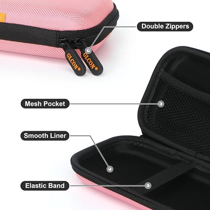 Shockproof Hard EVA Carrying Case for External Hard Drive, Samsung T9, Anker Power Bank, Cell Phone - Portable Small Electronic Accessories Organizer Zipper Kawaii Travel Pouch - Light Pink