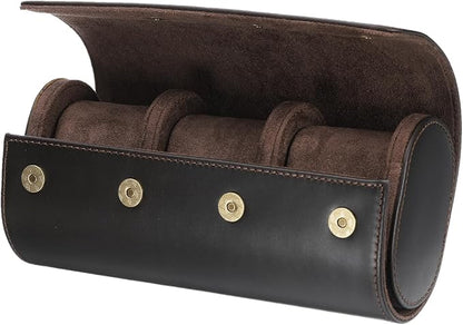 HARFINGTON Watch Roll Travel Case 3 Slot Portable Leather Watch Case for Men and Women, Watches Storage Organizer with Removable Pillows for Traveling, Display, Home Storage, Coffee
