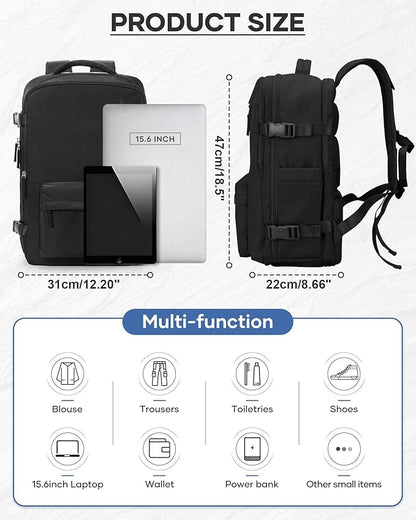 Vacuum Seal Backpack Travel With Pump,Mochila De Viaje Compresion Al Vacio,Personal Item Travel Backpack With Vacuum System,Large Carry On Vacpack Backpacks For Women Men,Black