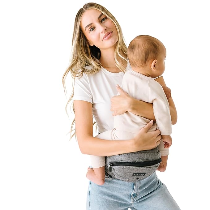 Tushbaby - Original Hip Carrier for Babies and Toddlers, Certified Safe, Lightweight Design, Built-in Storage, Nursing Support, No Foam Padding, (Grey)