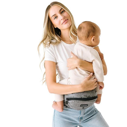 Tushbaby - Original Hip Carrier for Babies and Toddlers, Certified Safe, Lightweight Design, Built-in Storage, Nursing Support, No Foam Padding, (Grey)