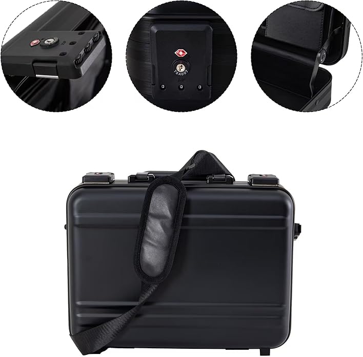 Metal Briefcase with Removable Shoulder Strap 14 Inch Laptop Brief Case Business Case Lawyer Briefcases