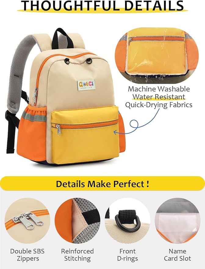 Kids Backpack for Boys Girls, Toddler Backpack for Preschool Kindergarten, 15inch Elementary School Bookbag with Reflective for Ages 6-8, Yellow