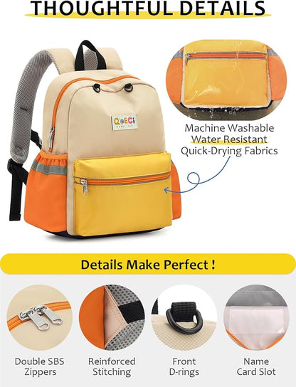 Kids Backpack for Boys Girls, Toddler Backpack for Preschool Kindergarten, 15inch Elementary School Bookbag with Reflective for Ages 6-8, Yellow