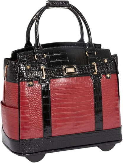 JKM & Company Rolling Laptop Bag for Women | Designer Wheeled Briefcase | Fits 13-17" Laptops | Office Travel Computer Case