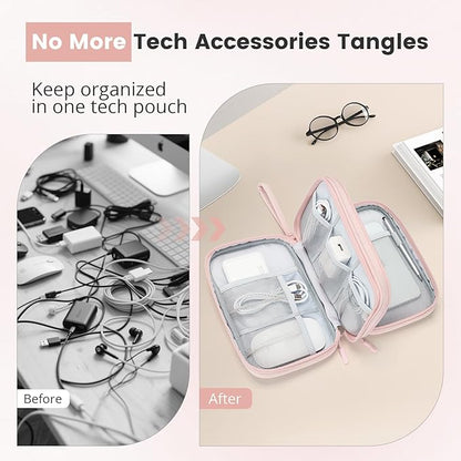 Skycase Tech Pouch - Lightweight Electronics Organizer Travel Case, Double Layers Travel Cable Organizer, All-in-One Storage Bag for Charger, Cord, Phone, Flash Drive, Accessories