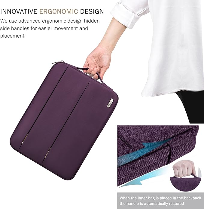 Voova 15.6 16 Inch Laptop Sleeve Case Compatible with MacBook Pro 16 M1/M2/M3/M4 Max 2019-2025, 15.6-16” Hp Lenovo Acer Asus, Waterproof Slim Computer Bag Cover with Handle, Dark Purple