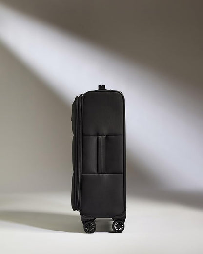 ANTLER - Soft Stripe Medium Luggage - 27" Softside Suitcase, Adjustable Handle, 4 Spinner Wheels, Lightweight, Expandable, TSA Lock - Recycled Polyester Luggage - Black
