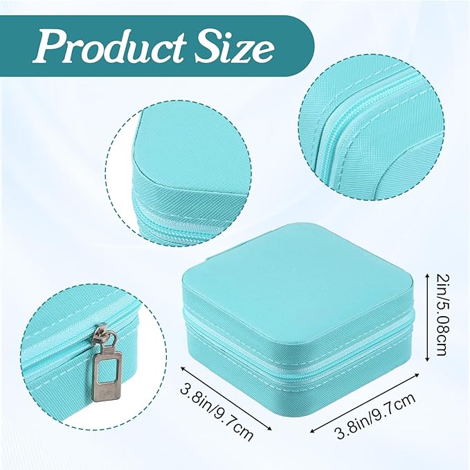 12 Pack Small Jewelry Boxes for Travel, Blue PU Leather Mini Jewelry Organizer Case with Removable Dividers, Bridesmaid Proposal Gifts for Women