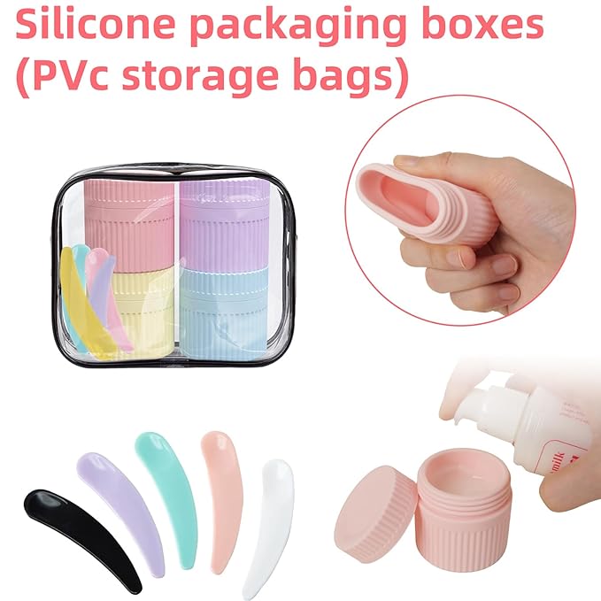 Pack of 4 Travel Bottles, Silicone Refillable Portable Container for Easy Transport in Luggage Bags and Carry Ons Travel Esse