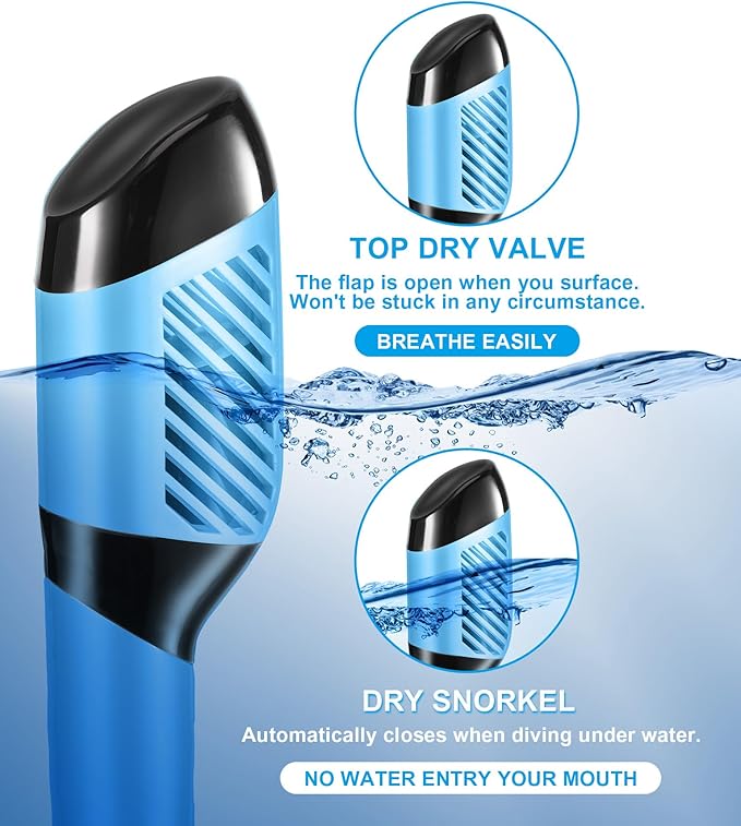 Aegend Snorkeling Gear for Adults Youth Kids, Dry Snorkel Set Panoramic View Enhanced Anti-Leak and Anti-Fog Technology, Adjustable Strap for Snorkeling Scuba Diving Swimming with Mesh Bag
