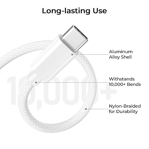 Basesailor for Airpods Pro 3 USB Type C Charger Cable 6.6FT 2Pack,Car Charging Cord for New iPhone 17 Air 16,Samsung Galaxy S10 S10E 10E S20 FE S24 S23 S21 S22 Plus Ultra,A51 A52 A53,Google Pixel 9 XL