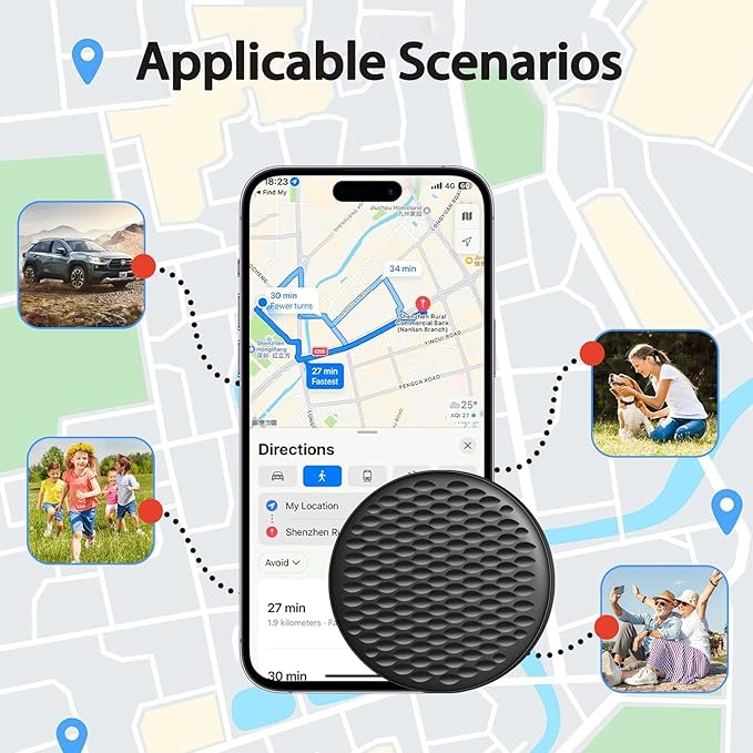 Air Tracker Tags-2 Pack, Bluetooth Tracker for Apple Find My (iOS Only), Smart Tracking Tag with 100dB Sound and Replaceable Battery, Key Finder Item Locator for Luggage Keys Wallet Backpack (Medium)