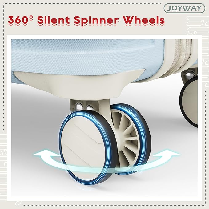 Joyway Expandable Luggage Sets 5 Piece, Lightweight Hard Shell Travel Suitcase Set with Spinner Wheels and TSA Lock (5 piece set，LightBlue)