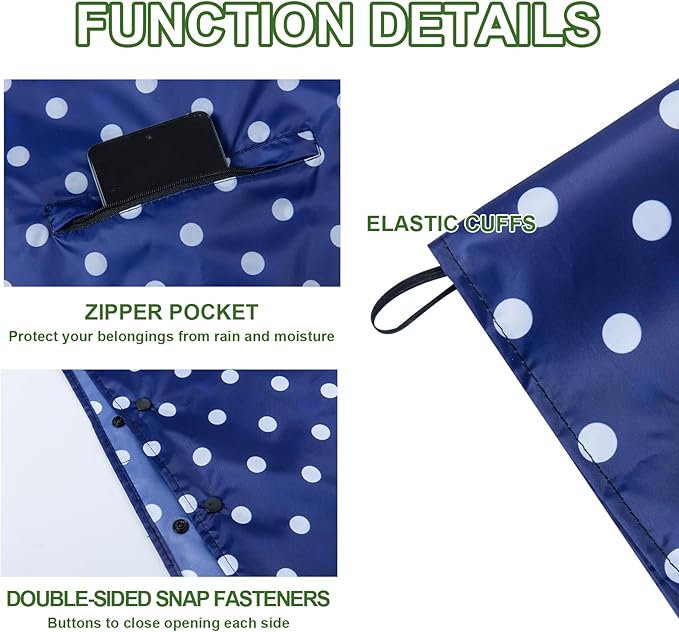 Hooded Rain Ponchos for Adult - Rain Coat and Rain Jacket with Waterproof Pocket and Zipper