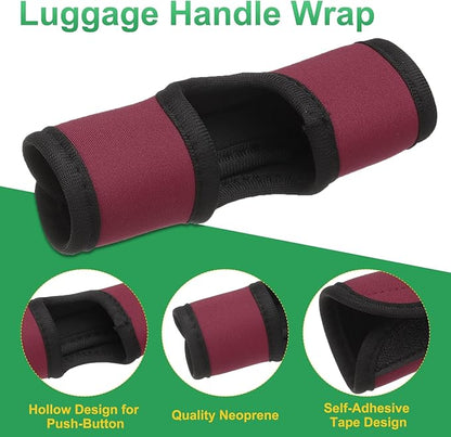 uxcell Luggage Handle Wrap, 2 Pcs Hollow Neoprene Handbag Grip Cover Protector Luggage Identifiers Suitcase Handle Wraps for Luggage Suitcase Travel Bags, Wine Red