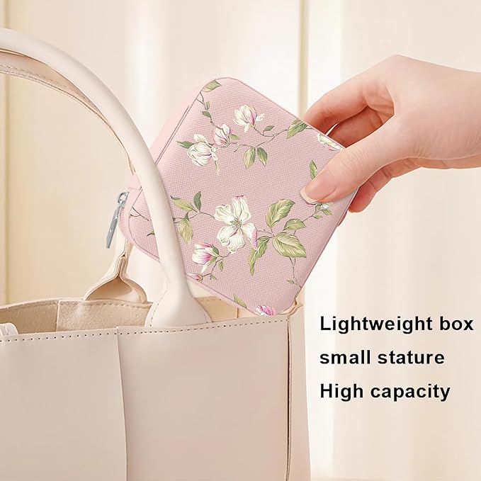 MAYCARI Jewelry Box with Cute Floral Flower Pattern Design, PU Leather Jewelry Travel Organizer Case-Rings/Earrings/Necklace Storage Box for Women Birthday Mom Friends Her Bridesmaids Girls s