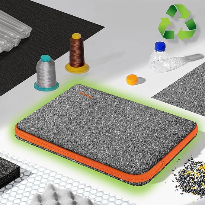 Slim Laptop Case 13.3 14 inch Sleeve, Rainproof & Shockproof Carrying Case for Notebooks Compatible with MacBook Pro 14" and All Models 13.3" MacBook Air/Pro,Most Popular 13"-14" PC,Dark Gray-Orange