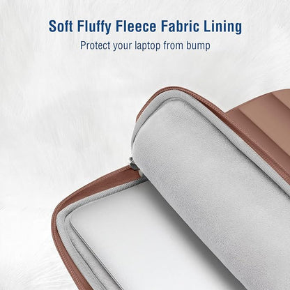 MOSISO 13.3 inch Laptop Case, 13-13.3 inch Puffy Laptop Sleeve Compatible with MacBook Air 13 13.6 M4 M3 M2 M1/Pro 13/Pro 14, HP Dell ASUS Lenovo,Polyester Horizontal Bag with Small Case, Mocha