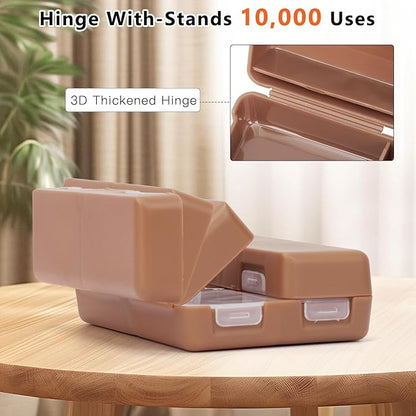 FYY Daily Pill Organizer,2 Pcs 7 Compartments Portable Pill Case Travel Pill Organizer,[Folding Design] Pill Box for Purse Pocket to Hold Vitamins,Cod Liver Oil,Supplements and Medication-Brown
