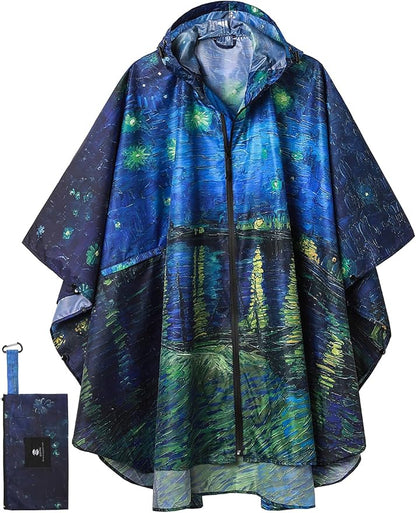 SaphiRose Unisex Rain Poncho Waterproof Raincoat Hooded for Adults Women with Pockets