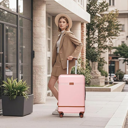 Krute Checked Luggage 24 inch Suitcases with Wheels TSA Approved PC+ABS Lightweight Hard Side Suitcase