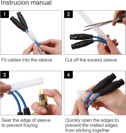 Alex Tech 25ft - 1/2 inch Cord Protector Wire Loom Tubing Cable Sleeve Split Sleeving for USB Cable Power Cord Audio Video Cable - Protect Cat from Chewing Cords - White
