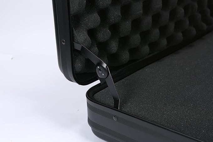 Hard-Sided Aluminum Briefcase, Black, Metal Case with TSA Lock, 18.1x13.8x6.1 Inch, Foam Interior for Camera, Equipment, Laptop