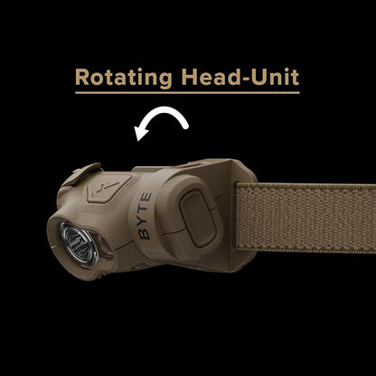Princeton Tec Byte Multi-Mode Multi-Beam IPX4 Water Resistant LED Tactical Headlamp with 200 Lumens, Essential Outdoor Accessory for Hiking, Backpacking, Camping, Running, and Safety Preparedness, Tan