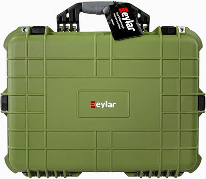 Eylar Large 20 Inch Protective Camera Case Water and Shock Proof With Foam (Green)