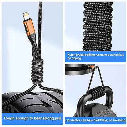iPhone Charger, [Apple MFi Certified] 3Pack 10FT Lightning Cable for USB A Charger Cable, Fast iPhone Charging Cord Compatible with iPhone Xs Max/XS/XR/X/8/7/6S/6/Plus/SE/iPad(Orange)