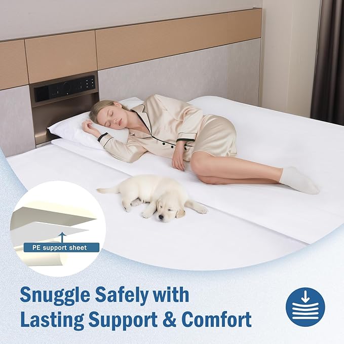 Vekkia 80" x 10" Twin XL/Twin to King Converter with Internal PE Support Sheet & High-Density Foam, Split King Gap Filler for Adjustable Bed, Guest Room, Vacation Rentals, Hotel, Washable Cover