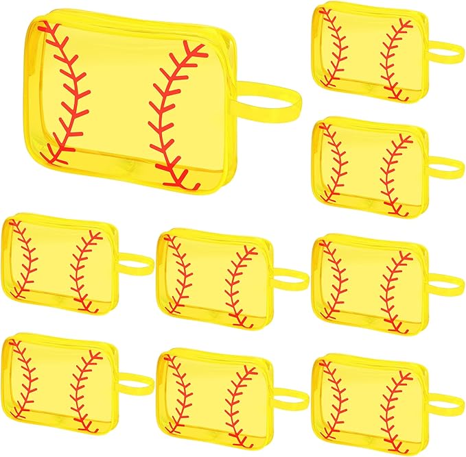 40 Pack Softball Clear PVC Makeup Bags Bulk, Cosmetic Pouch Waterproof Travel Small Pouches with Zipper for Men and Women Carry-on Traveling Essentials Bags