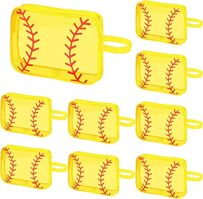40 Pack Softball Clear PVC Makeup Bags Bulk, Cosmetic Pouch Waterproof Travel Small Pouches with Zipper for Men and Women Carry-on Traveling Essentials Bags