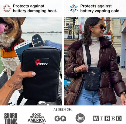 PHOOZY Orion Insulated Tech Bag For Travel - NASA Insulation Protects Your Phone, AirPods and Other Devices. Weatherproof X-Tech Shell with RFID Blocking Pocket for Complete Protection (BLACK CAMO)