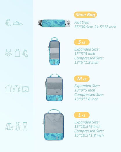 BAGSMART 6 Set /4 Set/2 Set Compression Packing Cubes for Travel, Lightweight Luggage Organizer Bags, Durable Space Saver Bags Travel Essentials