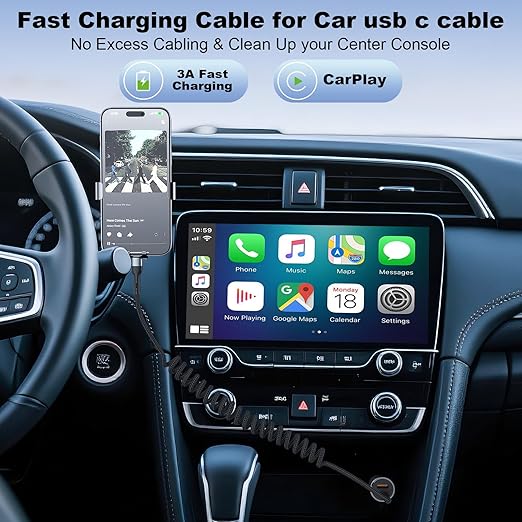 USB C to C Cable 3ft 2Pack Coiled USB C Charger Cable for Car Type C Fast Charging Cable for iPhone 17/16/15/Plus/Pro/Pro Max/Samsung Galaxy S23 Nylon Braided USBC Cable