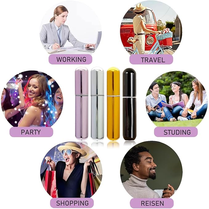 Travel Refillable Perfume Bottle - 8ML Perfume Refillable Bottle Atomizer Sprayer for Perfume Small and Portable, Easy to Filling Suitable for Traveling Outgoing(4pcs, 8ml)