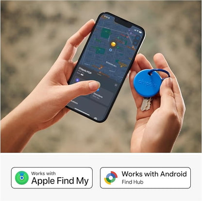 Chipolo POP Tracker Tag - Colorful, Compatible, Loud Bluetooth Tracker with Call Your Phone & Out of Range Alert, Works with Apple Find My or Google's Find My Device (Blue)