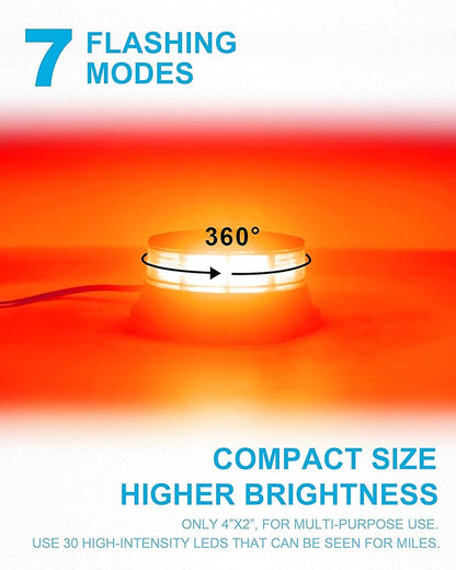 Agrieyes Amber Beacon Light 4.2Inch, Flashing Safety Warning Lights Permanent/Magnet Mount (Red, Screw)