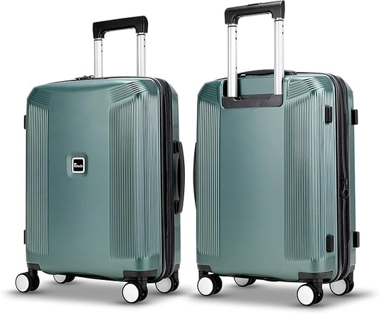 20 Inch Lightweight Expandable Carry On Luggage, PC Hardside Suitcase with Spinner Wheels & TSA Lock, Carry-on 20-Inch, Green