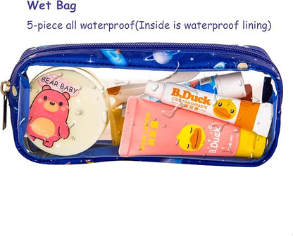 TSA Approved 5-Piece Diaper Bag Organizer Pouch Set Clear Waterproof TPU Kids Toiletry Storage Set Travel Packing Clutch Cube Bags for Baby Nursing