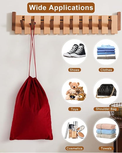 FantasyLife Shoe Bags for Travel, Washable Dust Bags for Storage & Packing, Flannel Shoe Pouch with Drawstring Closure for Purses, Handbags, Shoes & Toys (2, Rio Red)