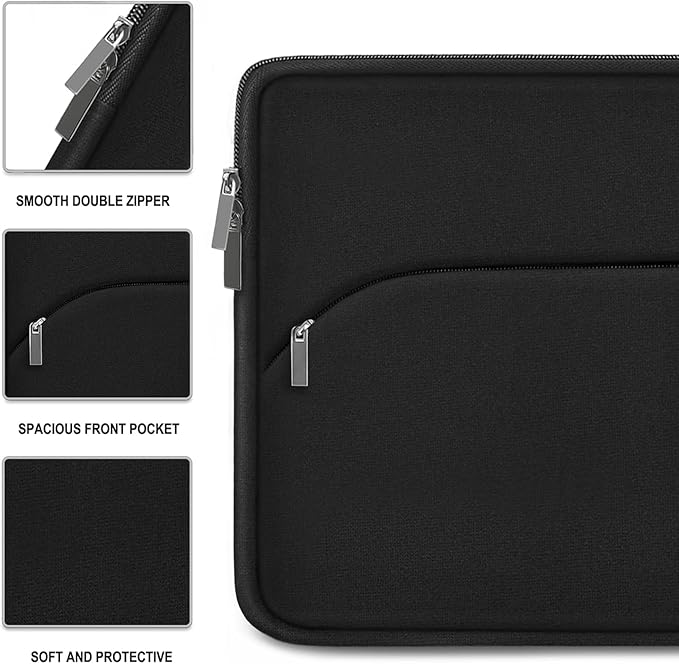Laptop Case 14 inch, Slim Portable Monitor Protective Cover with Front Pocket, Traveling Computer Carrying Bag Laptop Sleeve Compatible for MacBook Air/Pro, HP, Dell, Lenovo, Acer, Black