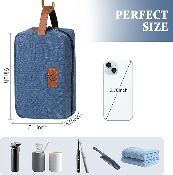 Janhavi Personalized Waterproof Toiletry Bag for Men,Gifts for Boyfriend,Toiletry Bag For Shower Caddy,Engraved Initials & Wheat Ear, Mens Toiletry Travel Bag, Travel Essentials for Men (Blue J)