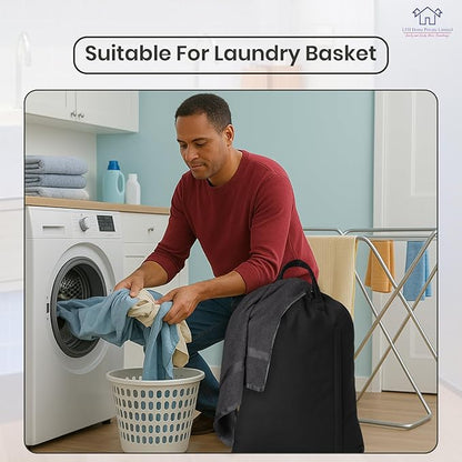 LFH Home Large Premium Cotton Canvas Laundry Bag with Drawstring and Handles Heavy Duty, Multi-Use, and Washable for Home, Travel, College or Storage 28x36 (Pack of 4)-Black